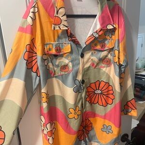 Colorful Floral Button-Up Shirt